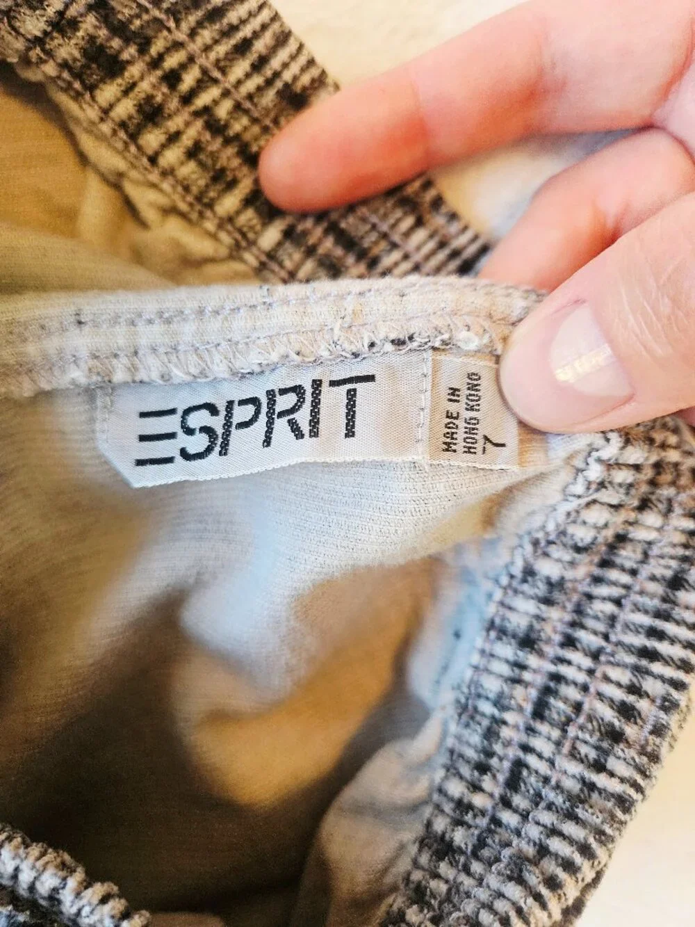 Esprit Kids Unisex VTG 80's 90's Plaid Gingham Pants Trousers Cotton Size 7